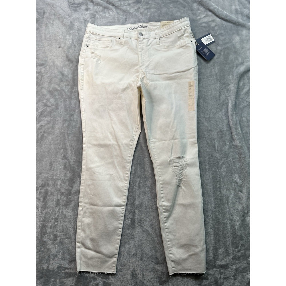 Universal Thread Women Plus Sz 16/33R White Jeans High Rise Jegging Slim Leg NWT